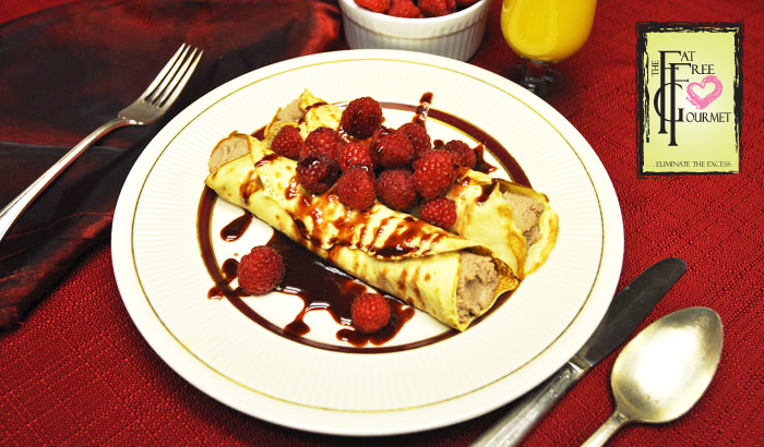 Crepes Vanessa:  Fat-Free Chocolate and Rasberry Breakfast Crepes
